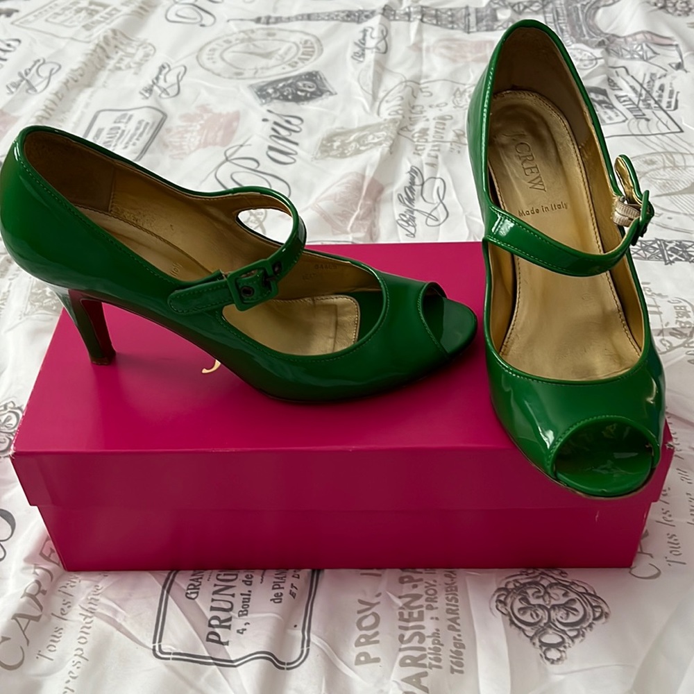 J. Crew Green Heels